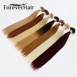 Extensions FOREVER HAIR U/ITip Nano Ring Remy Human Hair Extensions T Colour Silky Straight Professional Salon Fusion Colourful Hair Style