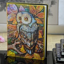 1 Pcs Notebook 3D Owl Printing Vintage Embossed Leather Travel Diary A5notebook Stationery Gift Notepad Office School Supplies 240311