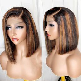 Synthetic Wigs Highlight Wig Human Hair Bob Wig Straight Lace Front Wig Human Hair Brazilian Short Bob Human Hair Wigs On Sale Clearance 240328 240327