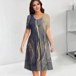 Casual Dresses Dress Stylish Plus Size Women's Summer With A-line Print Short Sleeves Soft Breathable Knee Length Midi For