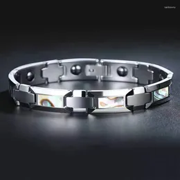 Link Bracelets 10mm Heavy Punk Tungsten Steel Magnetic Bracelet Jewelry Men Women Hiphop Shell Hematite Magnet Health Energy Chain Bangle