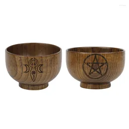 Plates Altar Bowl Handmade Wood Bowls Ritual Tableware Ceremony Moon Divination Astrological Tool Witchcraft Prop Supplies