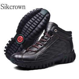 Shoes Men Hiking Boots Warm Waterproof Genuine Leather Winter Super Warm Snow Men Ankle Boots Military Fur Boots For Men Shoes Size 45