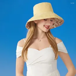 Wide Brim Hats Doouble Side Wear Bucket Hat Woman Outdoor RPF50 Fisherman Cap Girl Sprot UV Protection Panama Cool Cotton