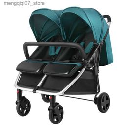 Strollers# Twin Baby Stroller Second Child Baby Sitting and Lying Stroller Push Non-detachable Strollers Side By Side lightweight strollers L240319
