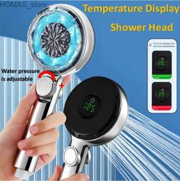 Bathroom Shower Heads New Pressurised Shower Head Digital Temperature Control Shower Sprayer Water Saving Handheld Shower Philtre Bathroom Accessories Y240319