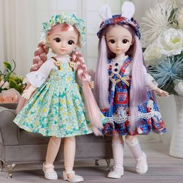 30cm 1/6 Bjd Doll Joint Moveable Body Dress Up 3D Eyes Fashion Anime Animation Childrens Birthday Gift Princess Girl Toys 240304