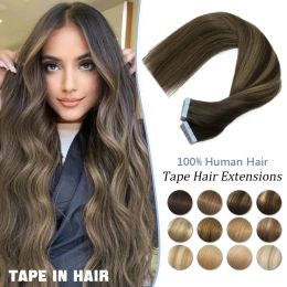 Extensions Tape In Human hair Balayage Blonde 100% Remy Natural Human Hair Extensions Tape in Skin Weft Hair Extension for Women 20pcs/pack