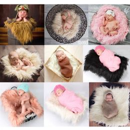 Blankets 50 60CM Born Receiving Blanket Fur Solid Pography Props Mat Baby Sleeping Carpet Soft Infant Swaddling Towel Po Fluff