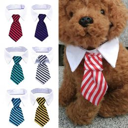 Dog Apparel Medium Large Dogs Cats Striped Pet Grooming Supplies Formal Necktie Collar Bow Tie