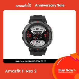 Wristwatches New Amazfit T Rex 2 Smartwatch t-rex 2 Dual Band Route Import 150.- Built-in Sports Modes Smart Watch 240319