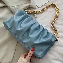 Totes Candy Colour PU Leather Shoulder Simple Bags For Women 2024 Summer Soft Small Armpit Bag Lady Travel Chain Handbags And Purses