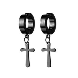 Rock Mens Cross Earrings Stainless Steel Dangle Earrings for Male Boy Punk Hiphop Party Jewellery