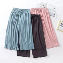 Women's Sleepwear Colour Modal Thin Trousers Loose Summer Pants Size Leg Cropped Style Shorts Bottoms Womens Home Large Wide Japanese Solid