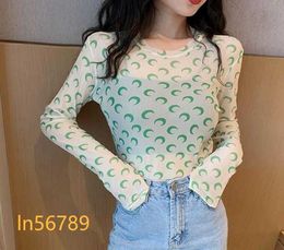 Fashion-Marine Serre T-shirt Women Slim fit Long Sleeve Marine Tee 1 Tag Half moon Stretch soft T-shirts f1 2024ss