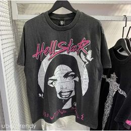 Nirvana Mens Shirts Black Hellstar Shirt Designer Tshirt Graphic Tee Clothing Hipster Washed Fabric Street Graffiti Lettering Print Geometric Pattern Ecstasy 320