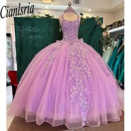 Purple Quinceanera Dresses 3D Appliques Beading Sweetheart Handmade Flower Ball Gowns Vestidos De 15 Anos
