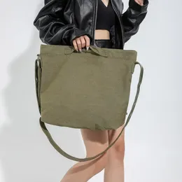 Totes Army Green Canvas Messenger Bags Casual Women's Bag Simple Zipper Handbag Female Large Capacity Tote Shoulder High Quality