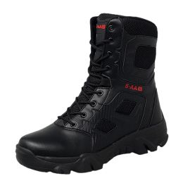 Boots Men Tactical Military Boots Mens Casual Shoes Leather SWAT Army Boot Motorcycle Ankle Combat Boots Black Botas Militares Hombre