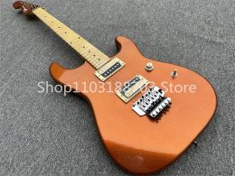 Guitar 6string metallic orange electric guitar, basswood body, maple neck, chrome hardware, Floyd rose bridge, customizable