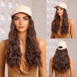 Synthetic Wigs Synthetic Baseball Cap Wig With Hair for Women Adjustable Hat with Synthetic Wig Attached Long Wavy Hair Baseball Cap 240328 240327