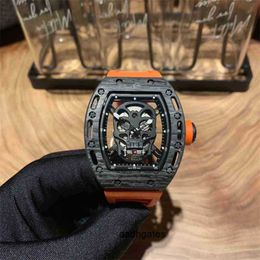 Luxuriöse Herren-Mechanikuhr Richa Herren-Armbanduhr Skeleton-Serie Ghost leuchtendes Carbonfaser-Upgrade ist mit importiertem Uhrwerk ausgestattet