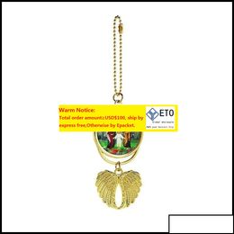 Arts And Crafts Gifts Home Garden Sublimation Blank Necklace With Chain Aluminium Sier Angel Wings Car Charm Po C Otgj7 ZZ