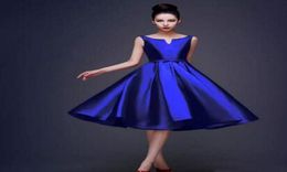 High Quality Simple Royal Blue Black Red Cocktail Dresses Lace up Tea Length Formal Party Dresses Plus Size Custom Made Cheap M745451175