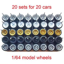 Intelligent Uav 20Sets for 20 Y 1 64 Alloy Car Wheels with Rubber Tires or 20Sets Modified Axles for 1 64 Matchbox Domeka HW Model1966018