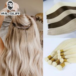Weft 100% Natural Human Hair Bundles 50G Genius Weft Straight Invisible Lightweight Hair Extensions For Women Double Drawn Hairpiece