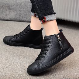 Boots Unisex PU Leather Boots Women Zipper Luxury Brand Ankle Boots Girls Student School Autumn Shoes 2021 Stiefeletten Damen Leder