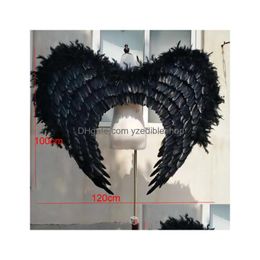 Party Decoration Costumed High Quality Unique Black Angel Wings Cosplay Stage Show Shooting Displays Props Fairy Ems Drop Delivery H Dhdqp