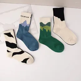 Men's Socks Personality Asymmetric Couple Stocks AB Fashion Long Sports Breathable Niche Design Cotton Stockings Men