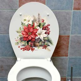 Toilet Stickers Adhesive pvc toilet seat stickers flower toilet stickers for tank in bathroom power switch home decor 240319