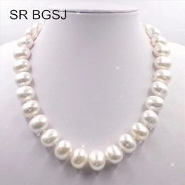 15x12mm White Immitation Pearl South Sea Shell Egg Shape Beads Knot GP Clasp Fashion Indian Jewelry Necklace 18 240313