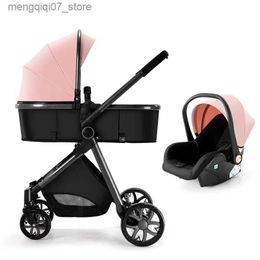 Strollers# Newborn Baby Stroller 3 in 1 Royal Luxury High Landscape Folding Kinderwagen Pram Baby Carriage Portable Travel Baby Carriage L240318