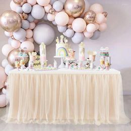 Table Skirt 6FT 9FT 14FT Wedding Party Tutu Tulle Mesh Pleated Tableware For Home Birthday Decoration