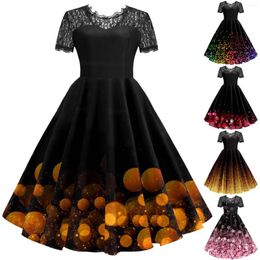 Casual Dresses Women Cosplay Girls Lace Sexy Dress Print Short Sleeve Knee-lenght Skirts 1950s Housewife Evening Party Prom