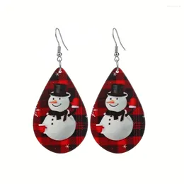 Dangle Earrings 2024 Fashion Jewelry Christmas Day For Women Vintage Snowman Wood Drop Pendientes Mujer