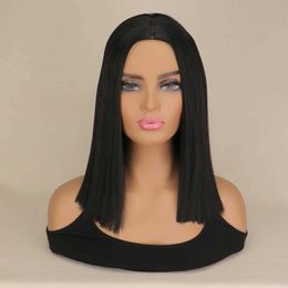 Synthetic Wigs Short Bob Synthetic hair Wig For Women Natural Hair Wigs Cosplay Party Middle Part Black 14 inch 240329