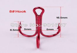 500pcLot New Red Color Fishing Equipment 8 Fishing Hook High Carbon Steel Treble Hooks Fishing Tackle 9980550