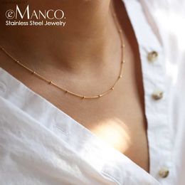 Pendant Necklaces eManco Gold Color Stainless Steel 316 Chain Choker Necklace Women Chain Necklace Sets for Women giftL2403L2403