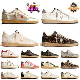 Italy Brand Women Mens Ball Star Designer Casual Shoes Handmade Leopard Pony Suede Leather Flat Sports Trainers Silver Gold Vintage Platform Sneakers Size 35-46