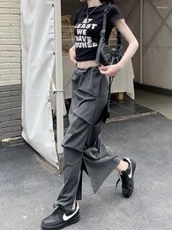 Skirts Drawstring High Waist Y2K Long Skirt Ruched Side Split Vintage Fairycore Grunge Maxi Cargo Holiday Casual Outfits