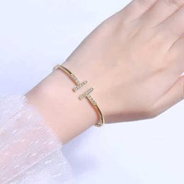 Charm Bangle Designer AA Tifant Love Double T Electroplated Open H Bracelet XWPH 750576 XWP