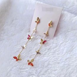 Dangle Earrings Cute Elegant Colorfyl Gem Butterfly Drop Earring Copper Gold Plated Jewelry Accessories