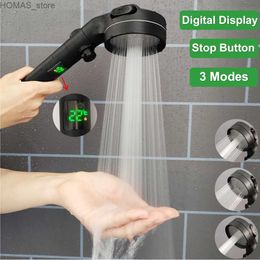 Bathroom Shower Heads Temperature Digital Display High Pressure Shower Head Y240319