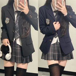 Japanese School Uniforms for Girl Autumn Winter Multicolor Long Blazer Sets Pleated Skirt JK Sailor Tie Anime Cos Costumes Women 240319