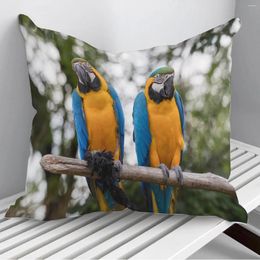 Pillow Ara Ararauna Parrot Throw Pillows Cover On Sofa Home Decor 45 45cm 40 40cm Gift Pillowcase Cojines Drop