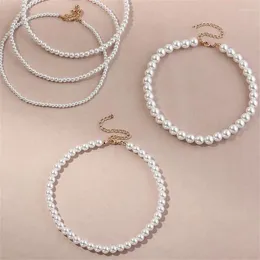 Charm Bracelets 4/5/6/8/10mm Europe And America Pearl Necklace Clavicle Chain Stacker Necklaces Jewellery Gift 2024 Trend